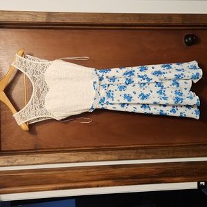 This is a Bery Love Dress in white with an adorable blue flower pattern.